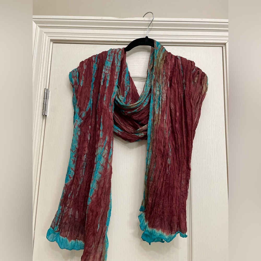 Silk multi colored neck scarf from soft surrounding